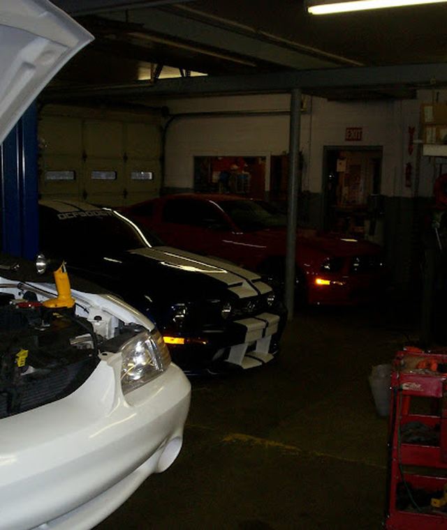Vehicle receiving service inside the shop